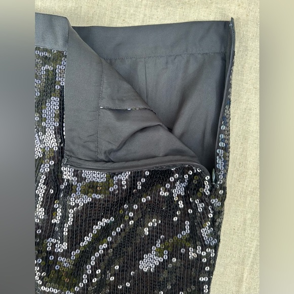 NWOT🌟VINTAGE🌟black sequined mini skirt overlapping draped front side zip… - Picture 9 of 15